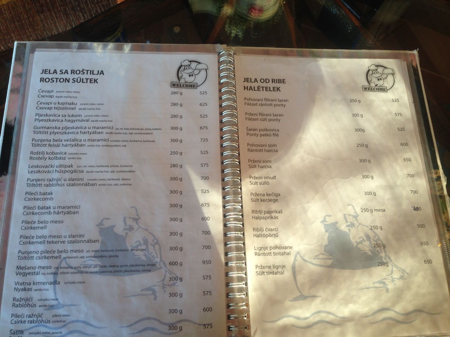 menukaart restaurant servie